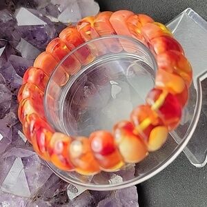 Burmese Beeswax Dragons Blood Honey Stretch Bracelet Size 6.25" Boho Reiki
